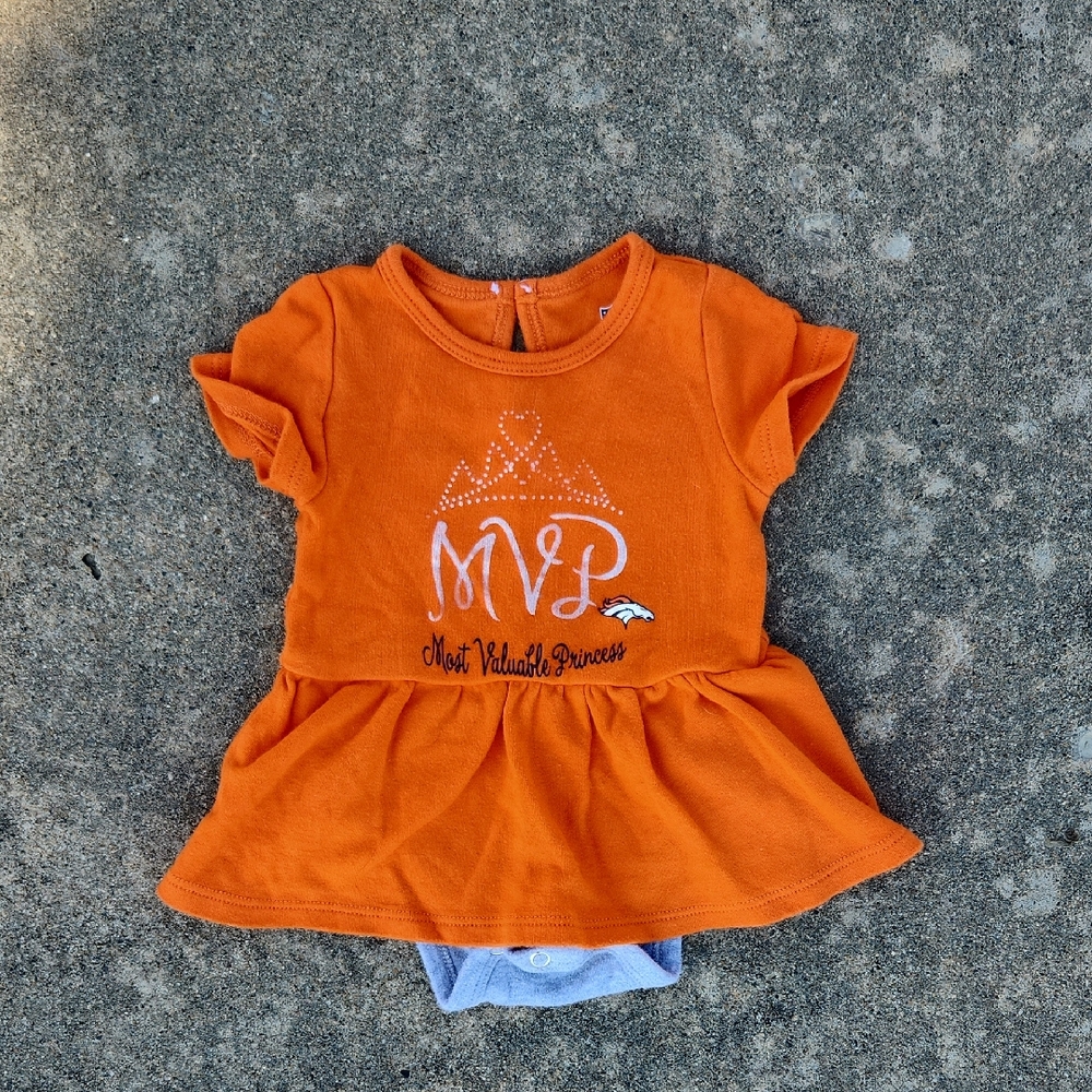 NFL Denver Broncos MVP Dress Onesie 0-3 Months Princess Baby